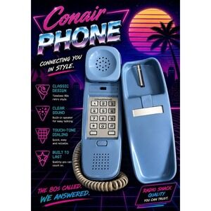 CONAIR CORPORATION MODEL SW204 WALL PHONE - SINGLE LINE TELEPHONE 80s Blue